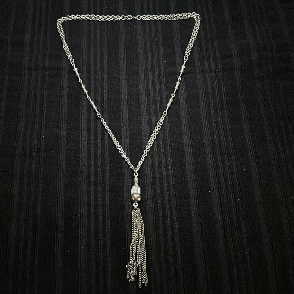 Vintage Silver-Tone Tassel Necklace
